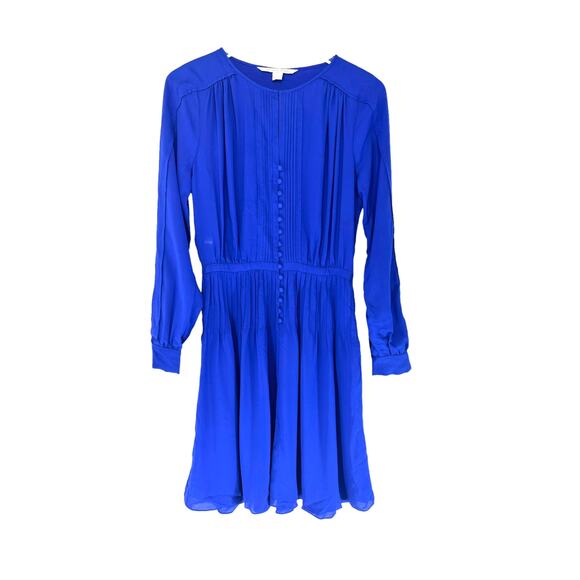 Diane Von Furstenberg Blue Silk Tawney Business Career Long Sleeve Dress Size 8 - Picture 2 of 11